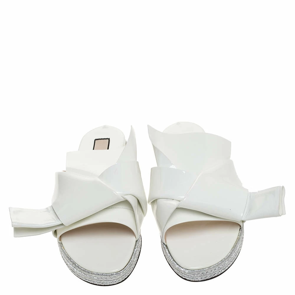 N21 N°21 White Patent Leather Knotted Flat Slides Size 38 Women Flats N21 N°21 White Patent Leather Knotted Flat Slides Size 38 Women Flats -N21shop luxury women n21 used shoes p316316 005