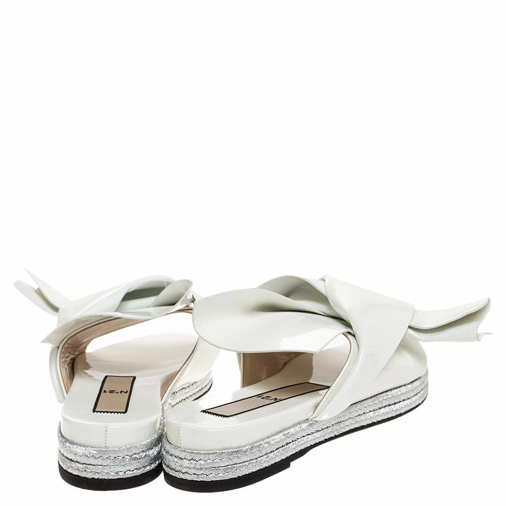 N21 N°21 White Patent Leather Knotted Flat Slides Size 38 Women Flats N21 N°21 White Patent Leather Knotted Flat Slides Size 38 Women Flats -N21shop luxury women n21 used shoes p316316 006