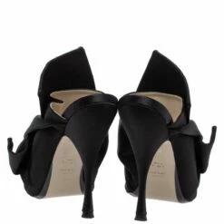 N21 Black Satin Raso Knot Peep Toe Mules Size 39 Women Sandals -N21shop luxury women n21 used shoes p321361 1599018525 003