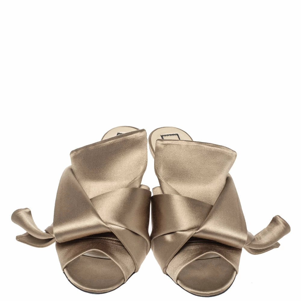 N21 Brown Satin Raso Knot Peep Toe Mules Size 36 Women Sandals N21 Brown Satin Raso Knot Peep Toe Mules Size 36 Women Sandals -N21shop luxury women n21 used shoes p321496 001