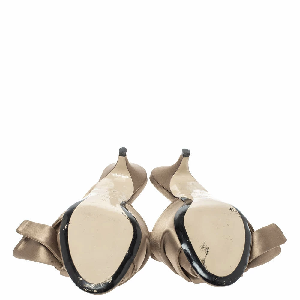 N21 Brown Satin Raso Knot Peep Toe Mules Size 36 Women Sandals N21 Brown Satin Raso Knot Peep Toe Mules Size 36 Women Sandals -N21shop luxury women n21 used shoes p321496 007