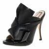 N21 N°21 Black Leather Ronny Pleated Mules Size 38 Women Sandals -N21shop luxury women n21 used shoes p322787 004