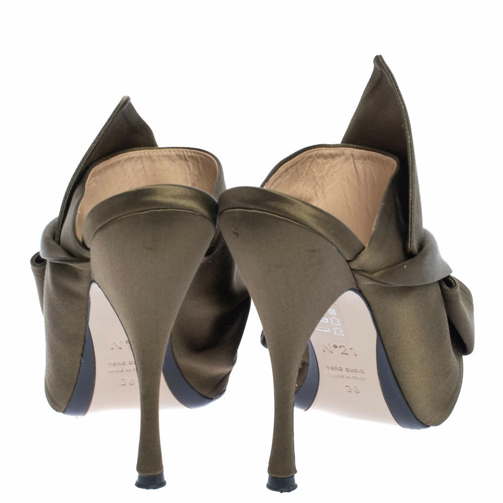 N21 Green Satin Raso Knot Peep Toe Mules Size 38 Women Sandals N21 Green Satin Raso Knot Peep Toe Mules Size 38 Women Sandals -N21shop luxury women n21 used shoes p323922 003