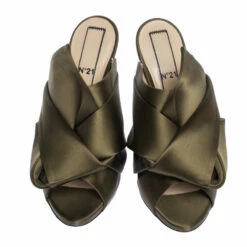 N21 Green Satin Raso Knot Peep Toe Mules Size 38 Women Sandals 4 N21 Green Satin Raso Knot Peep Toe Mules Size 38 Women Sandals -N21shop luxury women n21 used shoes p323922 004