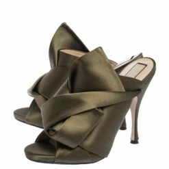 N21 Green Satin Raso Knot Peep Toe Mules Size 38 Women Sandals 5 N21 Green Satin Raso Knot Peep Toe Mules Size 38 Women Sandals -N21shop luxury women n21 used shoes p323922 009