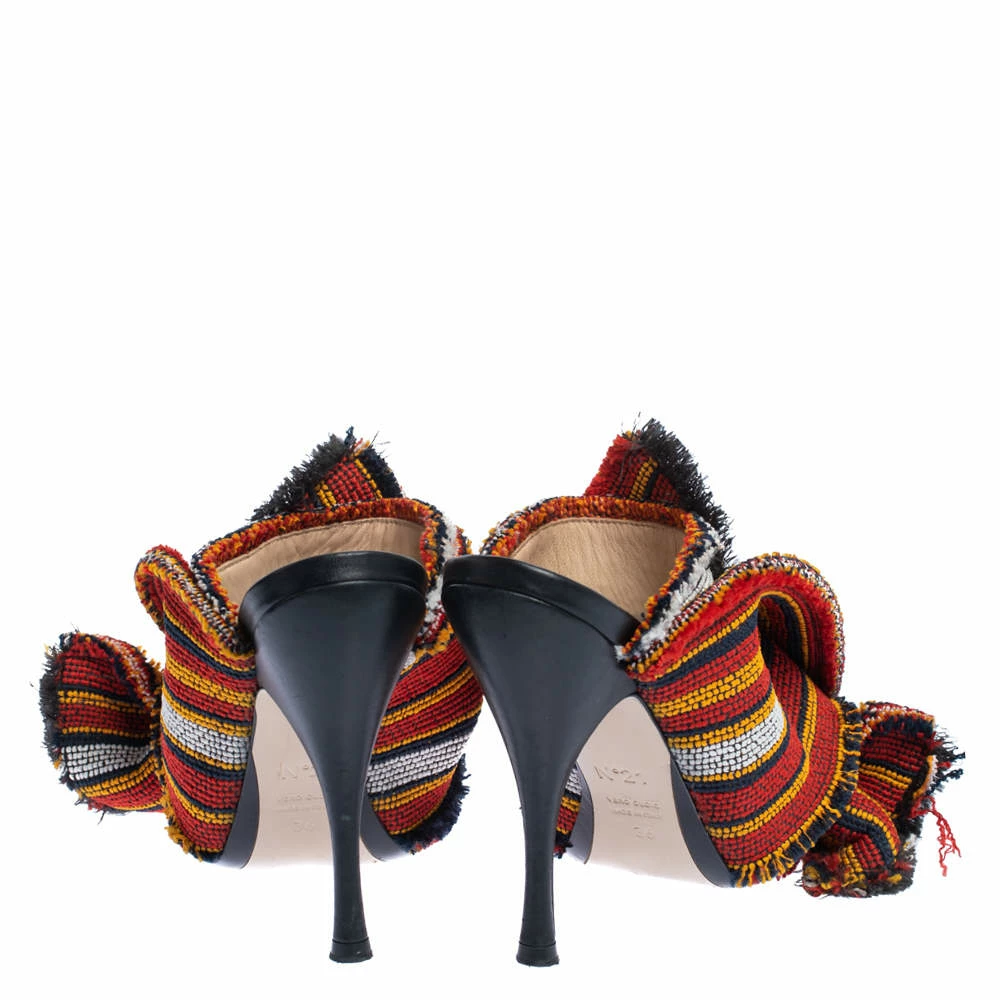 N21 Multicolor Fabric Raso Knot Peep Toe Mules Size 36 Women Sandals N21 Multicolor Fabric Raso Knot Peep Toe Mules Size 36 Women Sandals -N21shop luxury women n21 used shoes p323937 001