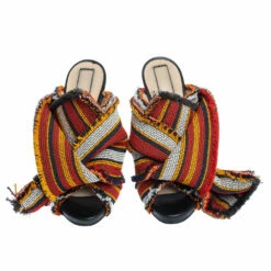 N21 Multicolor Fabric Raso Knot Peep Toe Mules Size 36 Women Sandals 4 N21 Multicolor Fabric Raso Knot Peep Toe Mules Size 36 Women Sandals -N21shop luxury women n21 used shoes p323937 005