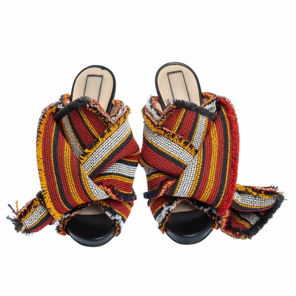 N21 Multicolor Fabric Raso Knot Peep Toe Mules Size 36 Women Sandals N21 Multicolor Fabric Raso Knot Peep Toe Mules Size 36 Women Sandals -N21shop luxury women n21 used shoes p323937 005