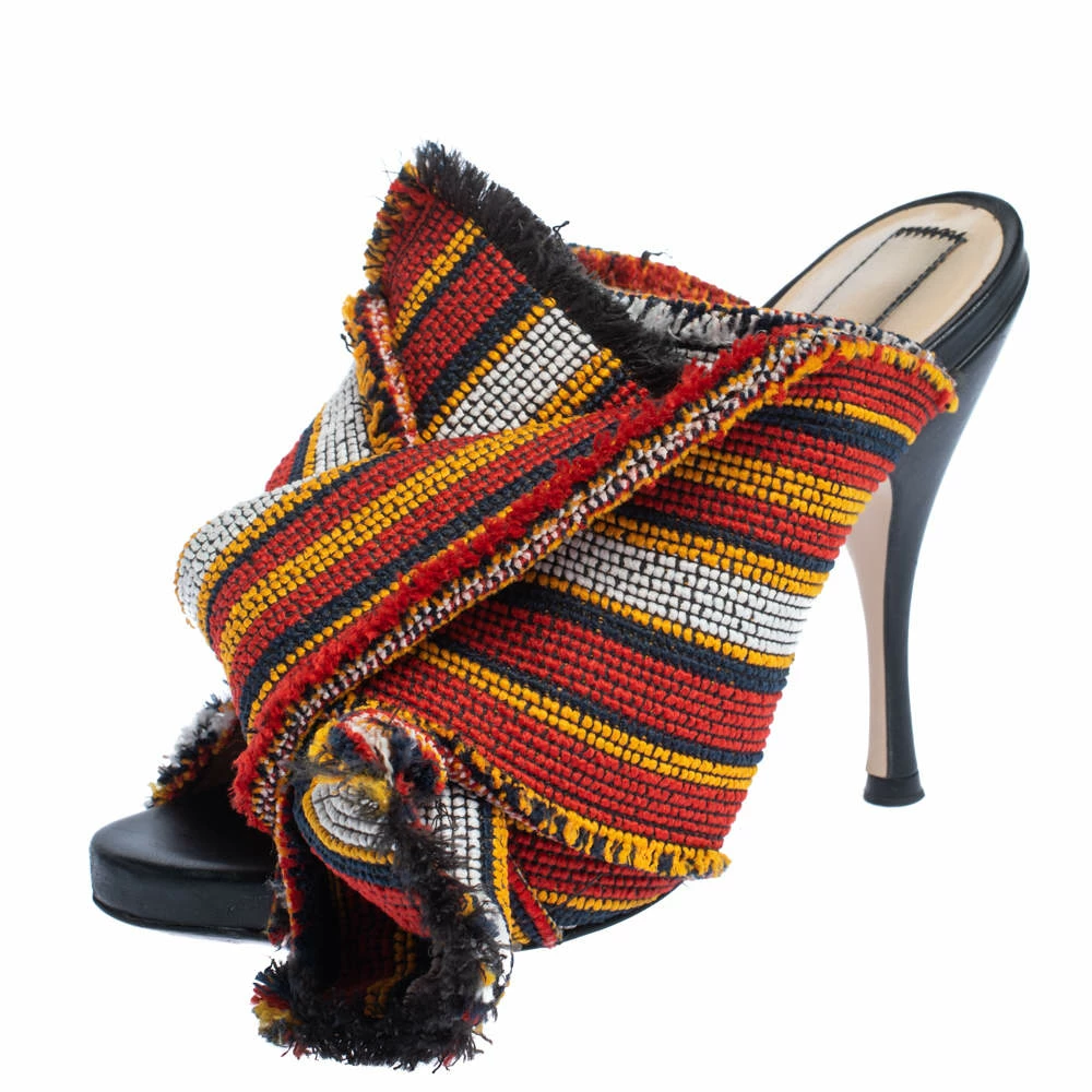 N21 Multicolor Fabric Raso Knot Peep Toe Mules Size 36 Women Sandals N21 Multicolor Fabric Raso Knot Peep Toe Mules Size 36 Women Sandals -N21shop luxury women n21 used shoes p323937 007