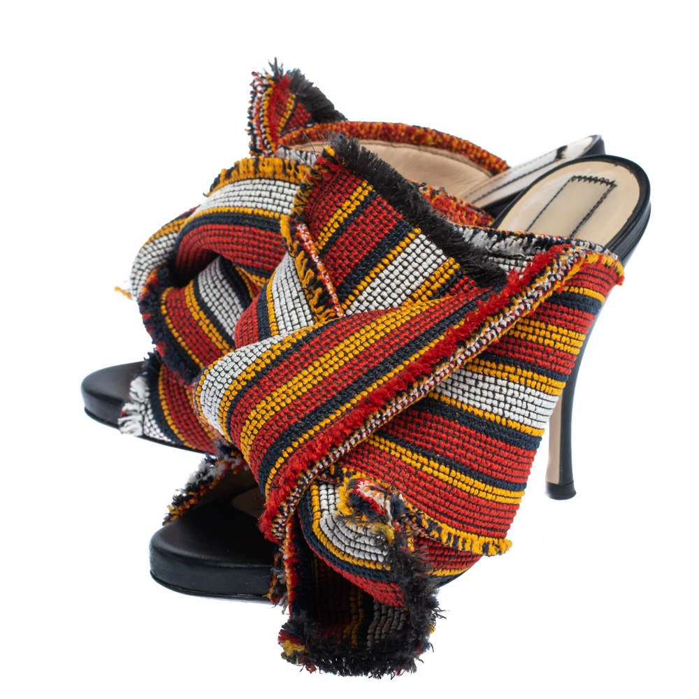 N21 Multicolor Fabric Raso Knot Peep Toe Mules Size 36 Women Sandals N21 Multicolor Fabric Raso Knot Peep Toe Mules Size 36 Women Sandals -N21shop luxury women n21 used shoes p323937 009