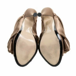 N21 Brown Satin Raso Knot Peep Toe Mules Size 38 Women Sandals -N21shop luxury women n21 used shoes p325243 006