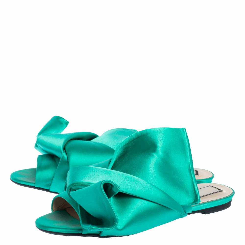 N21 N°21 Green Satin Knot Flat Mules Size 41 Women Flats N21 N°21 Green Satin Knot Flat Mules Size 41 Women Flats -N21shop luxury women n21 used shoes p325289 011