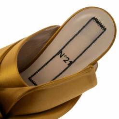 N21 Yellow Satin Raso Knot Peep Toe Mules Size 39 Women Sandals -N21shop luxury women n21 used shoes p326122 004
