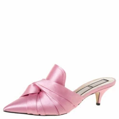 N21 Pink Satin Knot Pointed Toe Mules Size 40 Women Sandals