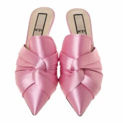 N21 Pink Satin Knot Pointed Toe Mules Size 40 Women Sandals -N21shop luxury women n21 used shoes p328743 004