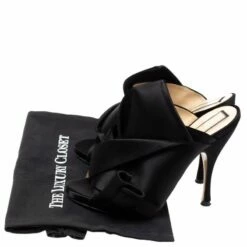 N21 Black Satin Raso Knot Peep Toe Mules Size 37 Women Sandals 9 N21 Black Satin Raso Knot Peep Toe Mules Size 37 Women Sandals -N21shop luxury women n21 used shoes p329401 1600950827 002