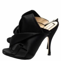 N21 Black Satin Raso Knot Peep Toe Mules Size 37 Women Sandals 5 N21 Black Satin Raso Knot Peep Toe Mules Size 37 Women Sandals -N21shop luxury women n21 used shoes p329401 1600950832 003