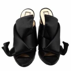 N21 Black Satin Raso Knot Peep Toe Mules Size 37 Women Sandals 4 N21 Black Satin Raso Knot Peep Toe Mules Size 37 Women Sandals -N21shop luxury women n21 used shoes p329401 1600950841 005