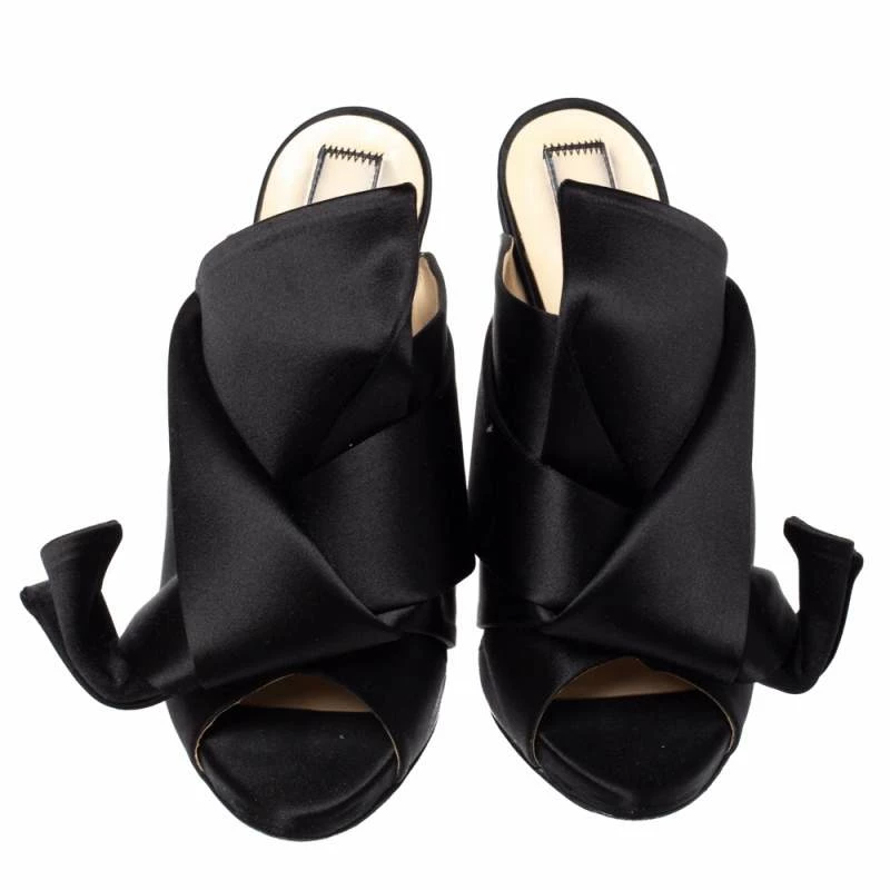 N21 Black Satin Raso Knot Peep Toe Mules Size 37 Women Sandals N21 Black Satin Raso Knot Peep Toe Mules Size 37 Women Sandals -N21shop luxury women n21 used shoes p329401 1600950841 005