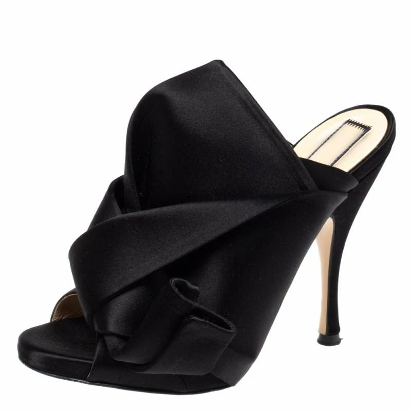 N21 Black Satin Raso Knot Peep Toe Mules Size 37 Women Sandals N21 Black Satin Raso Knot Peep Toe Mules Size 37 Women Sandals -N21shop luxury women n21 used shoes p329401 1600950852 007