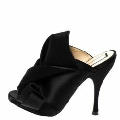 N21 Black Satin Raso Knot Peep Toe Mules Size 37 Women Sandals 3 N21 Black Satin Raso Knot Peep Toe Mules Size 37 Women Sandals -N21shop luxury women n21 used shoes p329401 1600950856 008