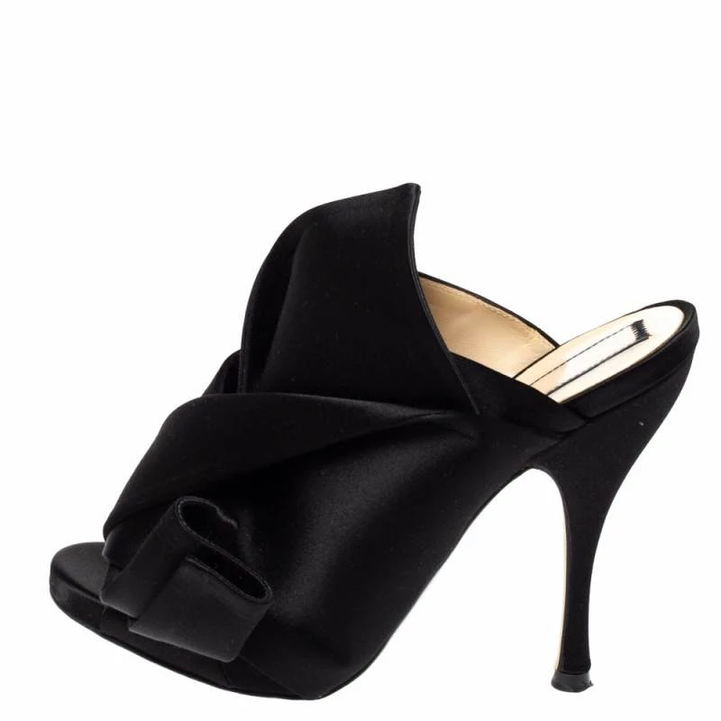 N21 Black Satin Raso Knot Peep Toe Mules Size 37 Women Sandals N21 Black Satin Raso Knot Peep Toe Mules Size 37 Women Sandals -N21shop luxury women n21 used shoes p329401 1600950856 008