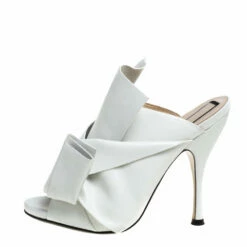N21 N°21 White Leather Ronny Pleated Mules Size 38 Women Sandals 3 N21 N°21 White Leather Ronny Pleated Mules Size 38 Women Sandals -N21shop luxury women n21 used shoes p333838 001