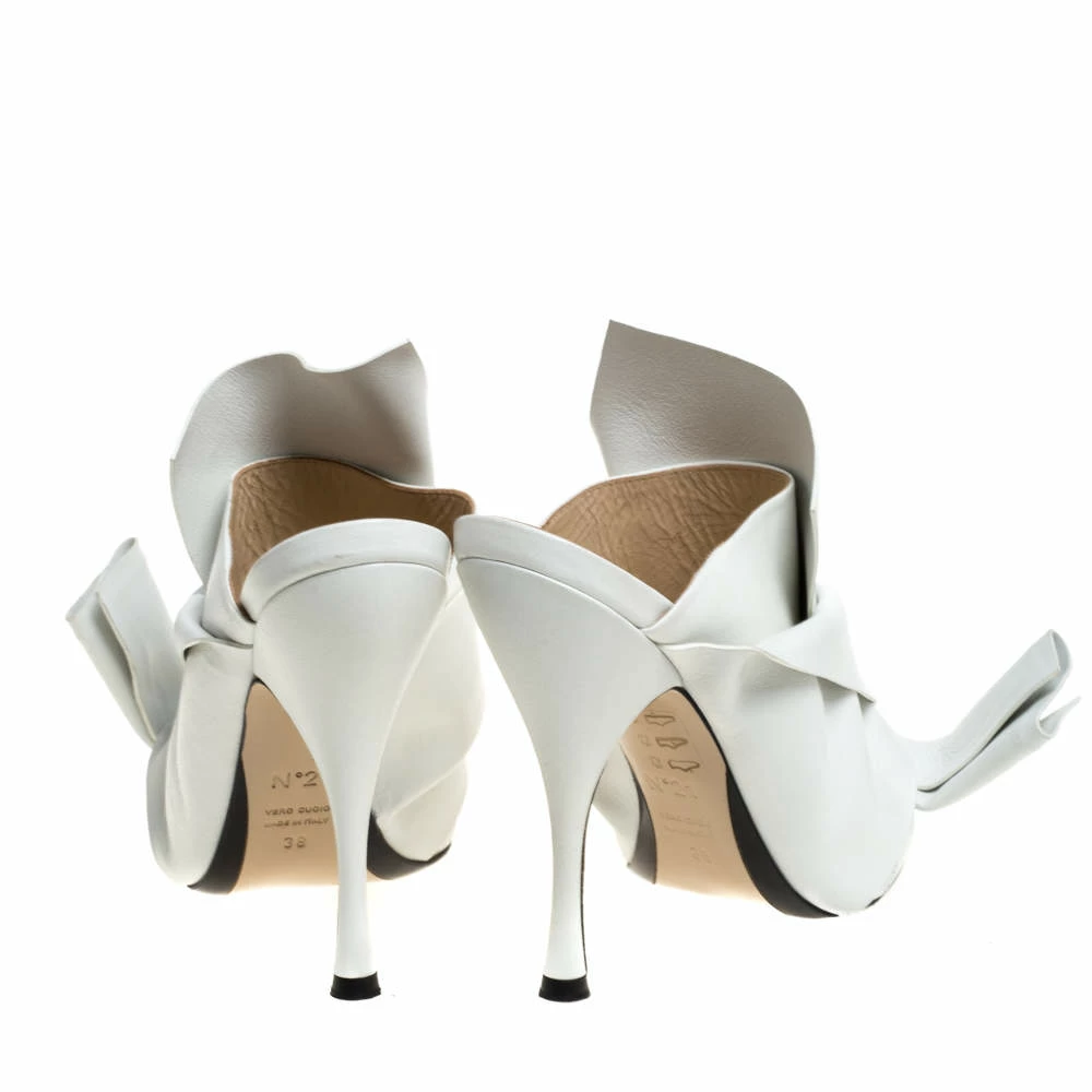 N21 N°21 White Leather Ronny Pleated Mules Size 38 Women Sandals N21 N°21 White Leather Ronny Pleated Mules Size 38 Women Sandals -N21shop luxury women n21 used shoes p333838 005