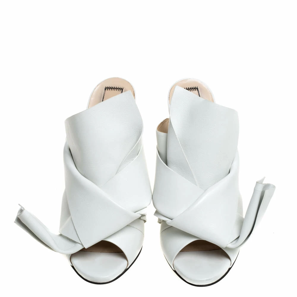 N21 N°21 White Leather Ronny Pleated Mules Size 38 Women Sandals N21 N°21 White Leather Ronny Pleated Mules Size 38 Women Sandals -N21shop luxury women n21 used shoes p333838 006