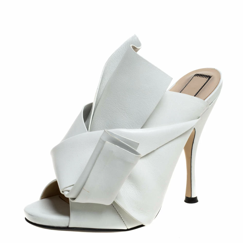 N21 N°21 White Leather Ronny Pleated Mules Size 38 Women Sandals N21 N°21 White Leather Ronny Pleated Mules Size 38 Women Sandals -N21shop luxury women n21 used shoes p333838 007