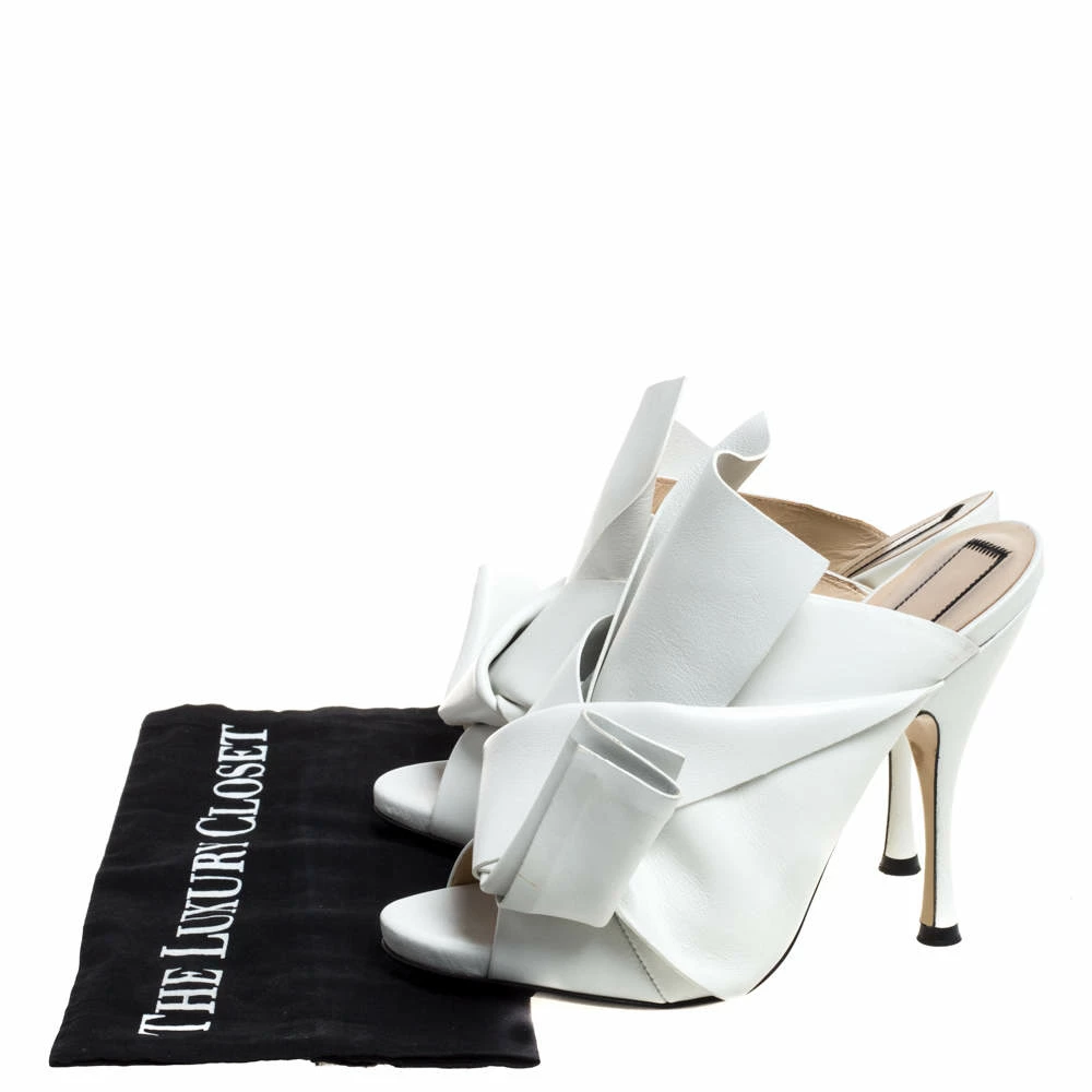 N21 N°21 White Leather Ronny Pleated Mules Size 38 Women Sandals N21 N°21 White Leather Ronny Pleated Mules Size 38 Women Sandals -N21shop luxury women n21 used shoes p333838 009
