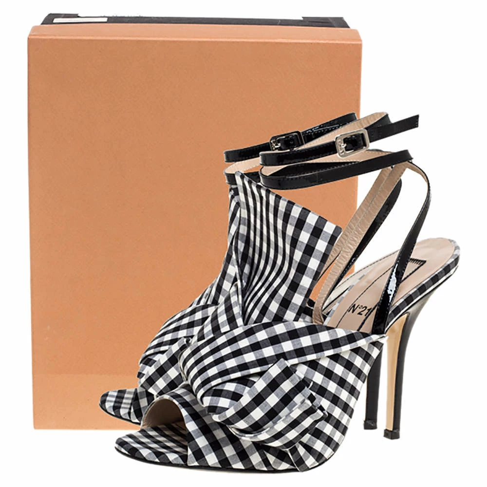 N21 Monochrome Checkered Knotted Fabric Gingham Ankle Wrap Peep Toe Sandals Size 38.5 Women N21 Monochrome Checkered Knotted Fabric Gingham Ankle Wrap Peep Toe Sandals Size 38.5 Women -N21shop luxury women n21 used shoes p335565 001