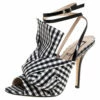 N21 Monochrome Checkered Knotted Fabric Gingham Ankle Wrap Peep Toe Sandals Size 38.5 Women 2 N21 Monochrome Checkered Knotted Fabric Gingham Ankle Wrap Peep Toe Sandals Size 38.5 Women -N21shop luxury women n21 used shoes p335565 004