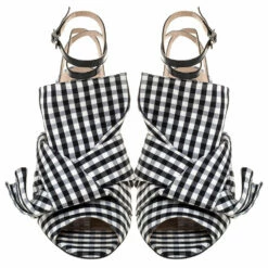N21 Monochrome Checkered Knotted Fabric Gingham Ankle Wrap Peep Toe Sandals Size 38.5 Women 4 N21 Monochrome Checkered Knotted Fabric Gingham Ankle Wrap Peep Toe Sandals Size 38.5 Women -N21shop luxury women n21 used shoes p335565 005