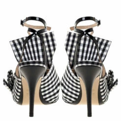 N21 Monochrome Checkered Knotted Fabric Gingham Ankle Wrap Peep Toe Sandals Size 38.5 Women 6 N21 Monochrome Checkered Knotted Fabric Gingham Ankle Wrap Peep Toe Sandals Size 38.5 Women -N21shop luxury women n21 used shoes p335565 006