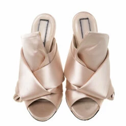 N21 Beige Satin Raso Knotted Mule Size 37 Women Sandals -N21shop luxury women n21 used shoes p335941 003