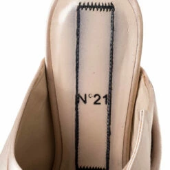 N21 Beige Satin Raso Knotted Mule Size 37 Women Sandals -N21shop luxury women n21 used shoes p335941 005