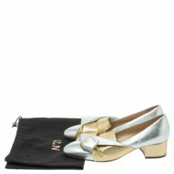 N21 Gold/Silver Foil Leather Knotted Round Toe Pumps Size 37.5 Women 9 N21 Gold/Silver Foil Leather Knotted Round Toe Pumps Size 37.5 Women -N21shop luxury women n21 used shoes p338293 001