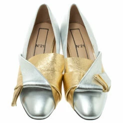 N21 Gold/Silver Foil Leather Knotted Round Toe Pumps Size 37.5 Women 4 N21 Gold/Silver Foil Leather Knotted Round Toe Pumps Size 37.5 Women -N21shop luxury women n21 used shoes p338293 003