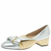 N21 Gold/Silver Foil Leather Knotted Round Toe Pumps Size 37.5 Women
