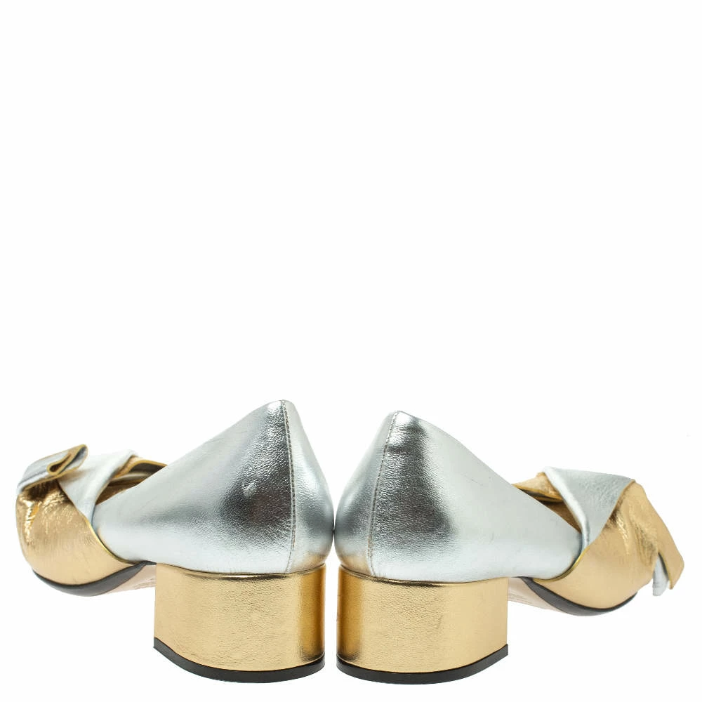 N21 Gold/Silver Foil Leather Knotted Round Toe Pumps Size 37.5 Women N21 Gold/Silver Foil Leather Knotted Round Toe Pumps Size 37.5 Women -N21shop luxury women n21 used shoes p338293 007