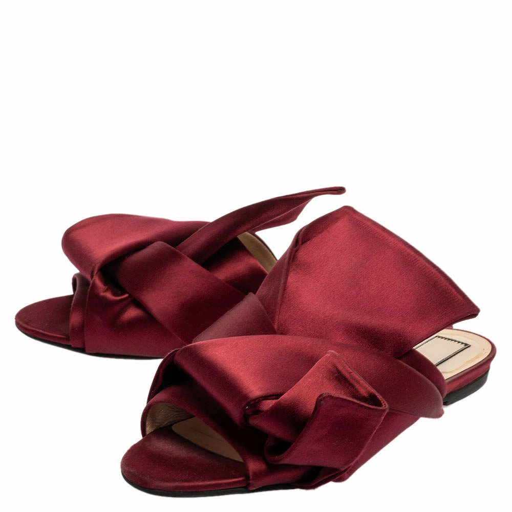 N21 N°21 Burgundy Satin Knot Flat Mules Size 37 Women Flats N21 N°21 Burgundy Satin Knot Flat Mules Size 37 Women Flats -N21shop luxury women n21 used shoes p340751 002