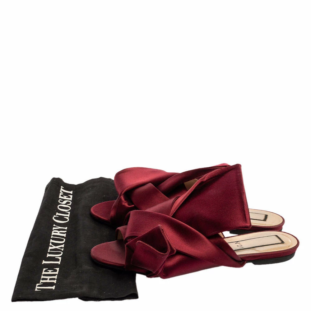 N21 N°21 Burgundy Satin Knot Flat Mules Size 37 Women Flats N21 N°21 Burgundy Satin Knot Flat Mules Size 37 Women Flats -N21shop luxury women n21 used shoes p340751 009