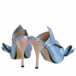 N21 N°21 Light Blue/ White Stripped Satin Bow Mules Sandals Size 40 Women -N21shop luxury women n21 used shoes p348622 002