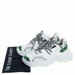 N21 N°21 White/Green Leather And Mesh Billy Sneakers Size 36 Women -N21shop luxury women n21 used shoes p348730 009