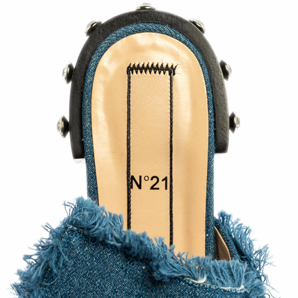 N21 Blue Denim Crystal Embellished Knotted Flat Sandals Size 39 Women N21 Blue Denim Crystal Embellished Knotted Flat Sandals Size 39 Women -N21shop luxury women n21 used shoes p350225 001