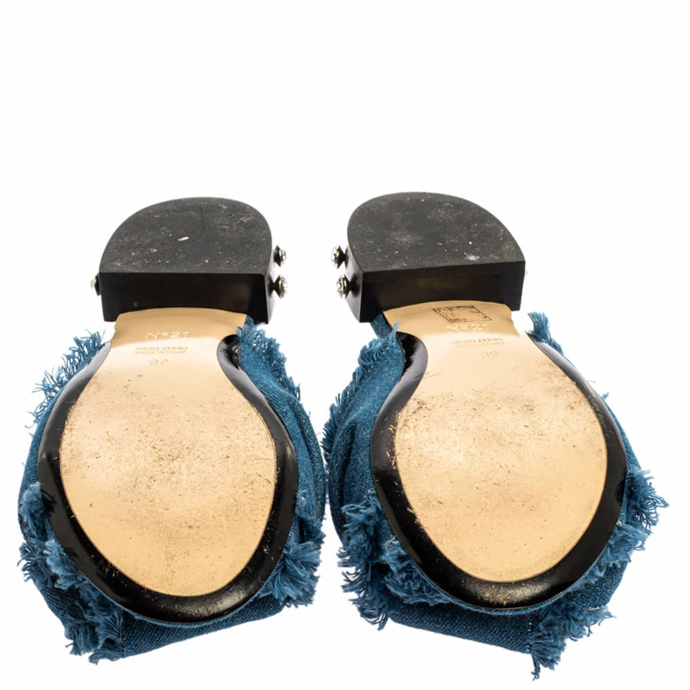 N21 Blue Denim Crystal Embellished Knotted Flat Sandals Size 39 Women N21 Blue Denim Crystal Embellished Knotted Flat Sandals Size 39 Women -N21shop luxury women n21 used shoes p350225 002