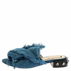 N21 Blue Denim Crystal Embellished Knotted Flat Sandals Size 39 Women 3 N21 Blue Denim Crystal Embellished Knotted Flat Sandals Size 39 Women -N21shop luxury women n21 used shoes p350225 003