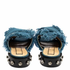 N21 Blue Denim Crystal Embellished Knotted Flat Sandals Size 39 Women 6 N21 Blue Denim Crystal Embellished Knotted Flat Sandals Size 39 Women -N21shop luxury women n21 used shoes p350225 005