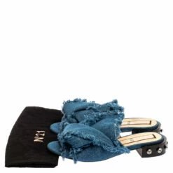 N21 Blue Denim Crystal Embellished Knotted Flat Sandals Size 39 Women 9 N21 Blue Denim Crystal Embellished Knotted Flat Sandals Size 39 Women -N21shop luxury women n21 used shoes p350225 008